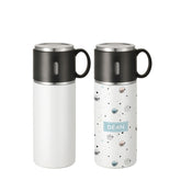 350ml Stainless Steel Bottle with Cup Lid  - White
